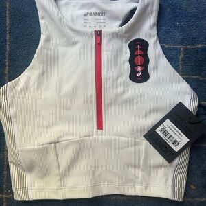 Bandit x ASICS cadence stripe crop Top